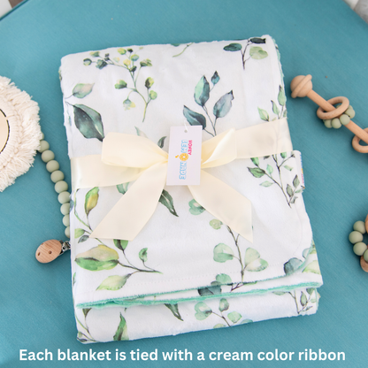 Premium Baby & Toddler Minky Blanket - Blue Floral