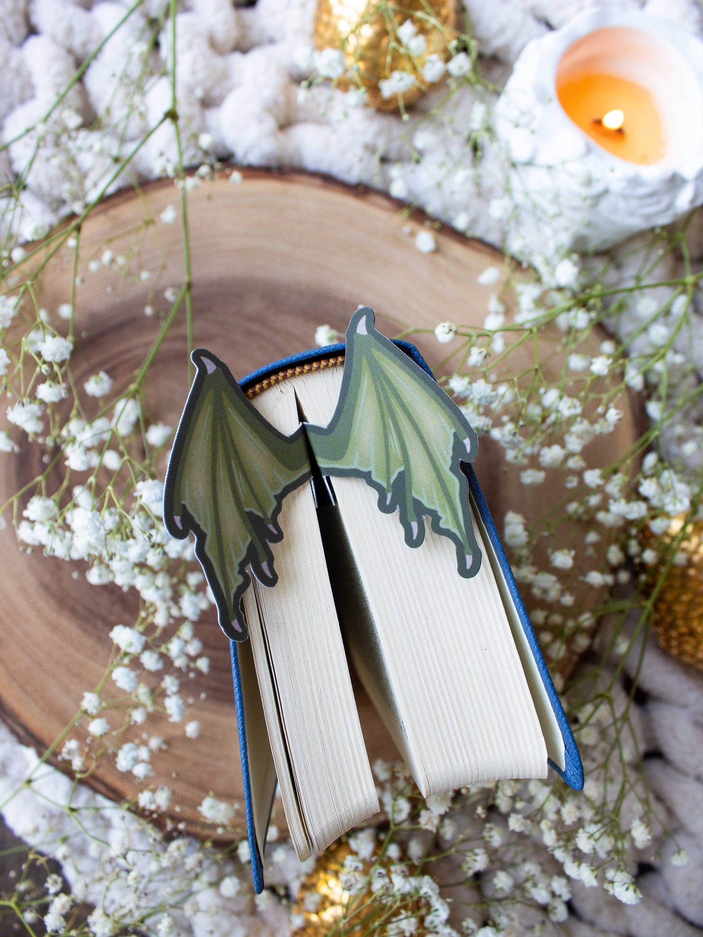 3D Dragon Wings Bookmark : Green