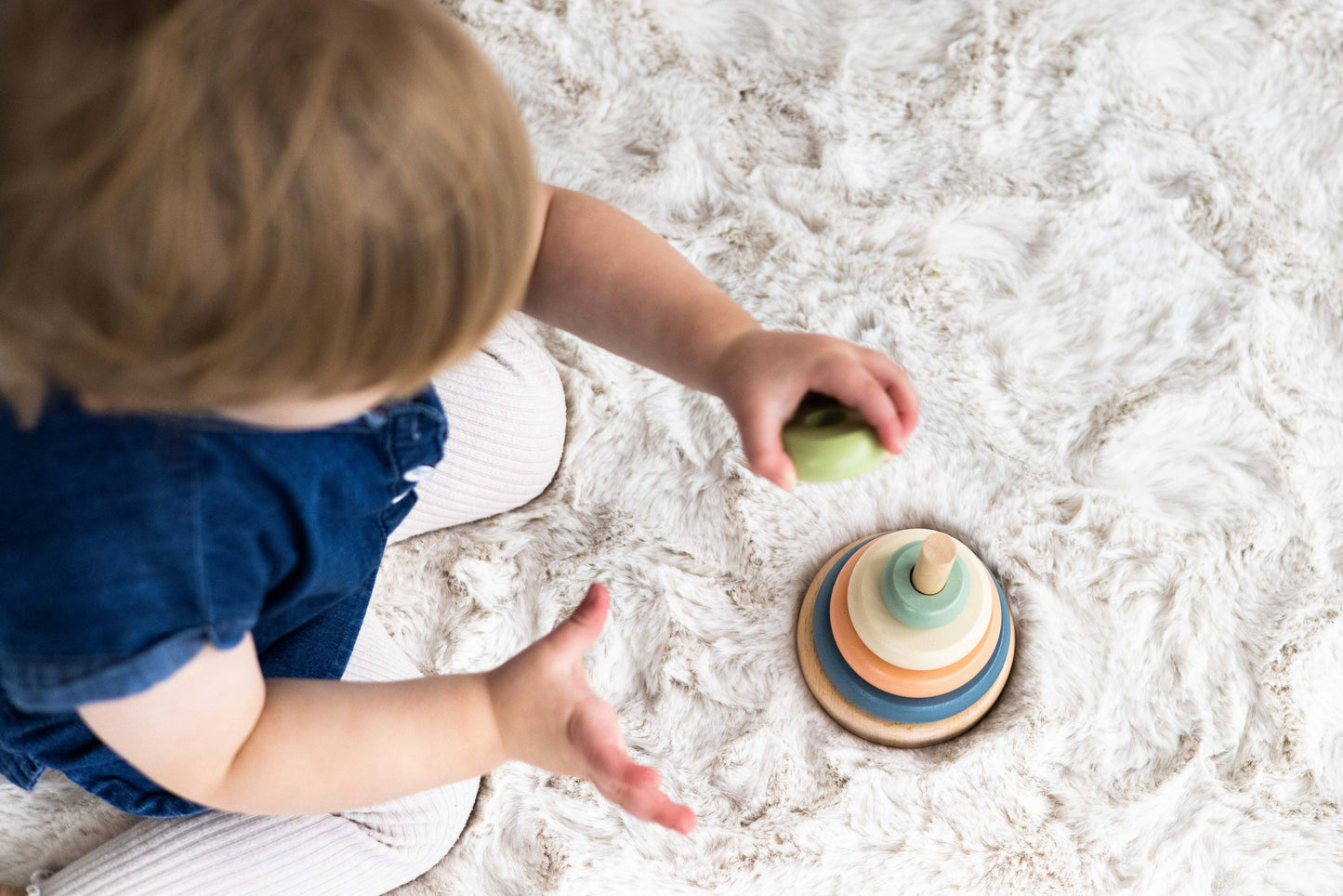 Wooden Stacking Rainbow Tower Baby Toy, Nursery Decor