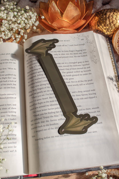 3D Dragon Wings Bookmark : Green