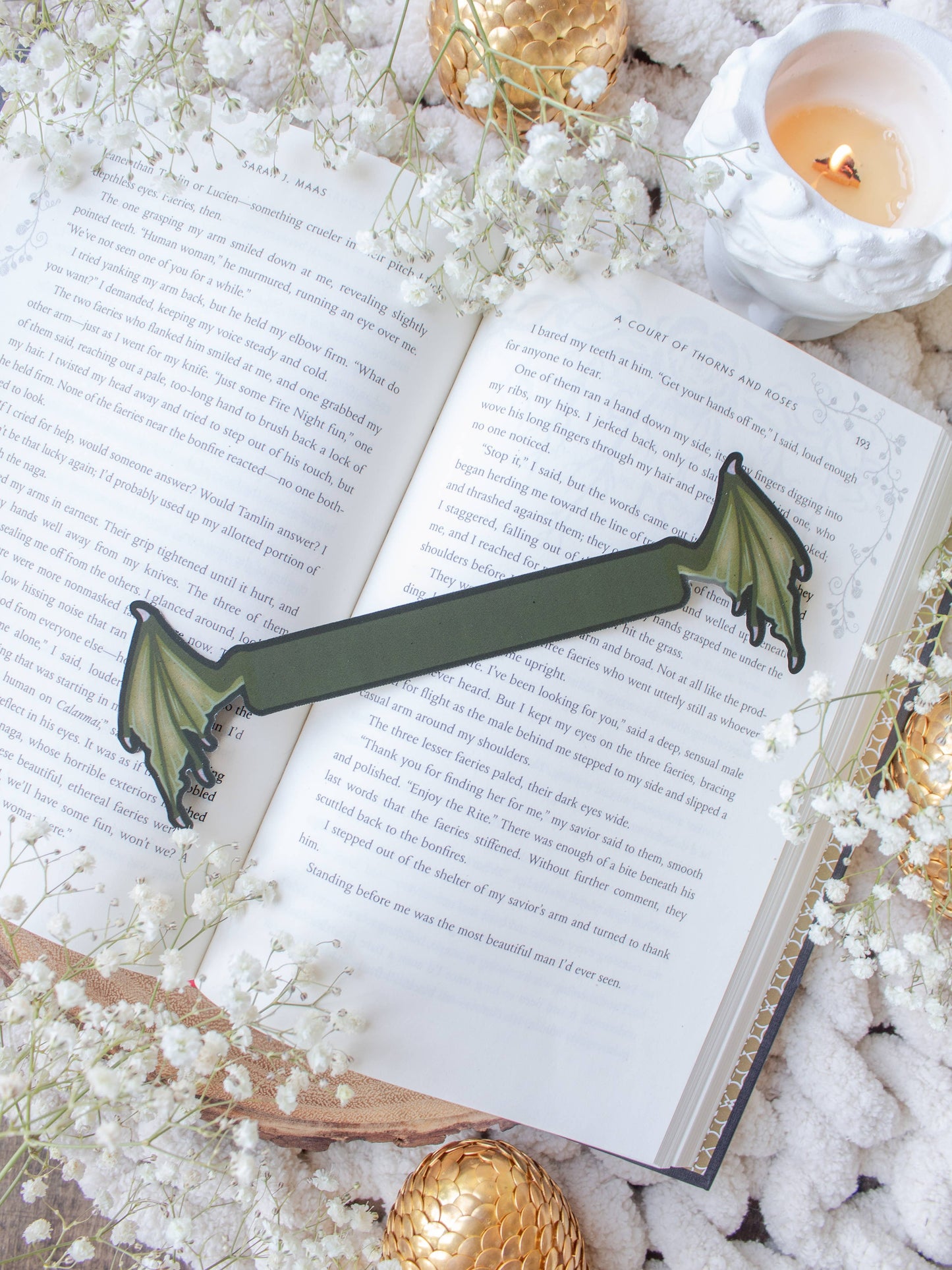 3D Dragon Wings Bookmark : Green